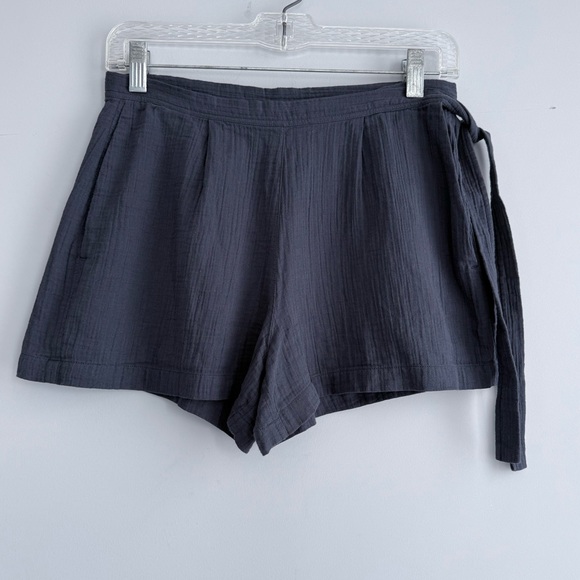 Aritzia Community 100% Organic Cotton Gauze Textured Shorts S Blue Gray Boho - Picture 2 of 12